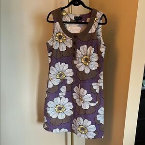 Floral Sleeveless Dress in Purple and Brown